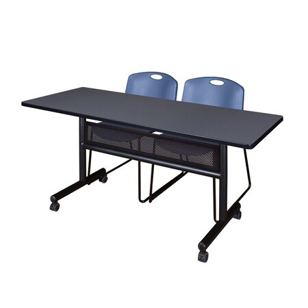 Kobe Rectangle FlipTop Table, 60" W, 29" H, Laminate Top, Gray MKFTM6024GY44BE